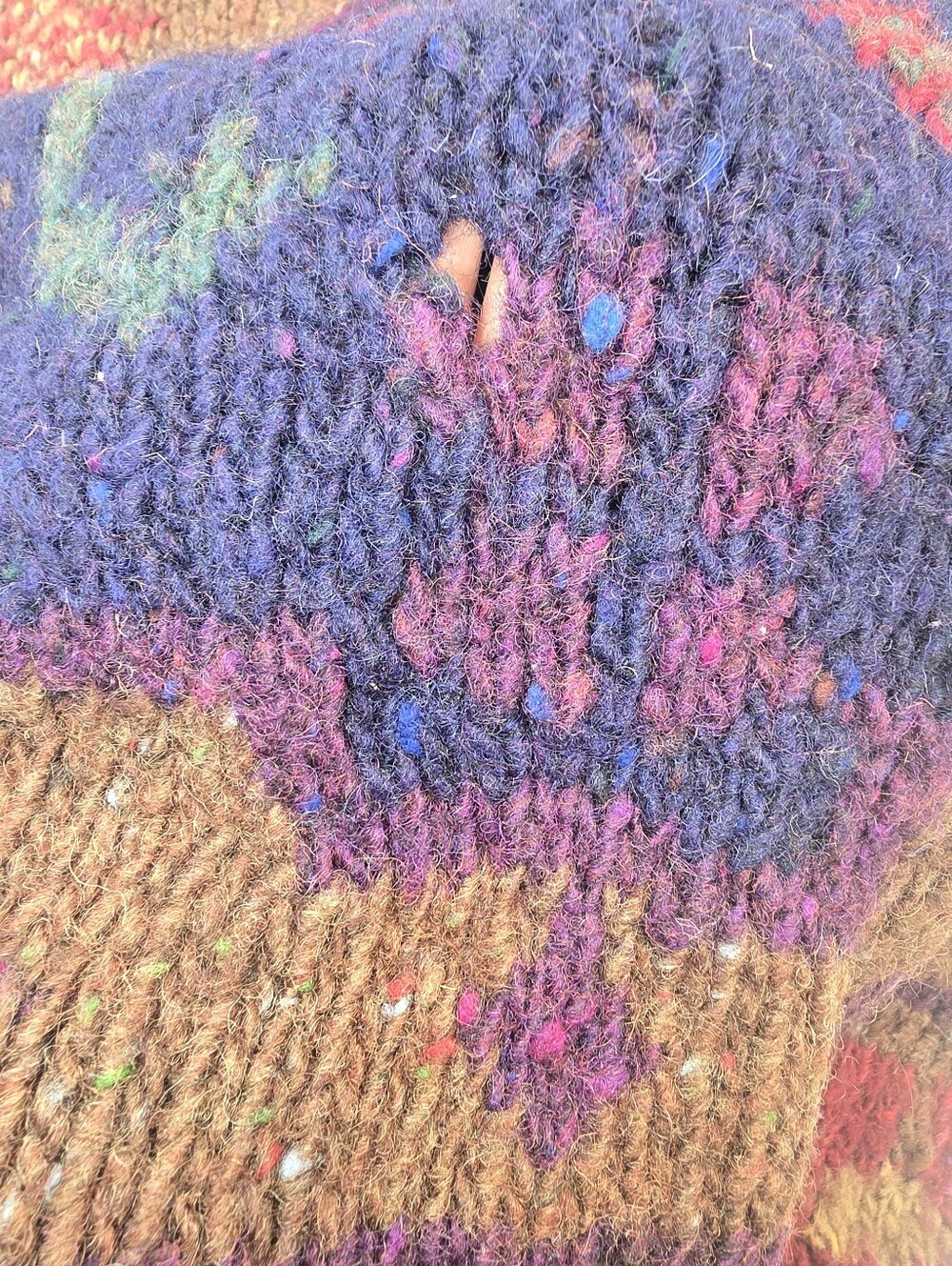 Outback Red Sweater Women Large Brown Purple Aztec Diamond Shawl Relaxed Wool - Picture 13 of 13